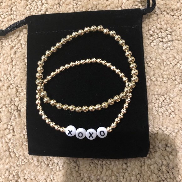 Gold bead stretch bracelets - Picture 1 of 3